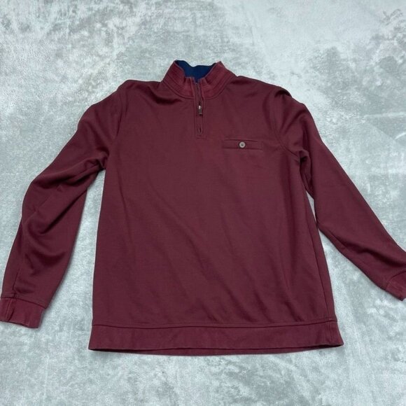 Kirkland Signature Mens Burgundy 1/4 Zip Pullover Size L Casual Sweater a0798 - Picture 1 of 7